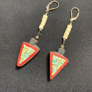 Southwest style coral and turquoise earrings